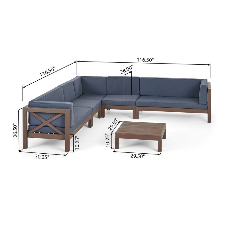 Brava 7-Seater Wood Sectional Sofa Set by Christopher Knight Home