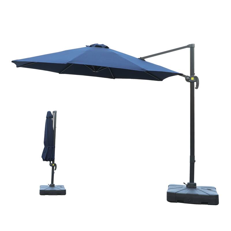 Clihome 11Ft Cantilever Umbrella With Crank And Base - Navy