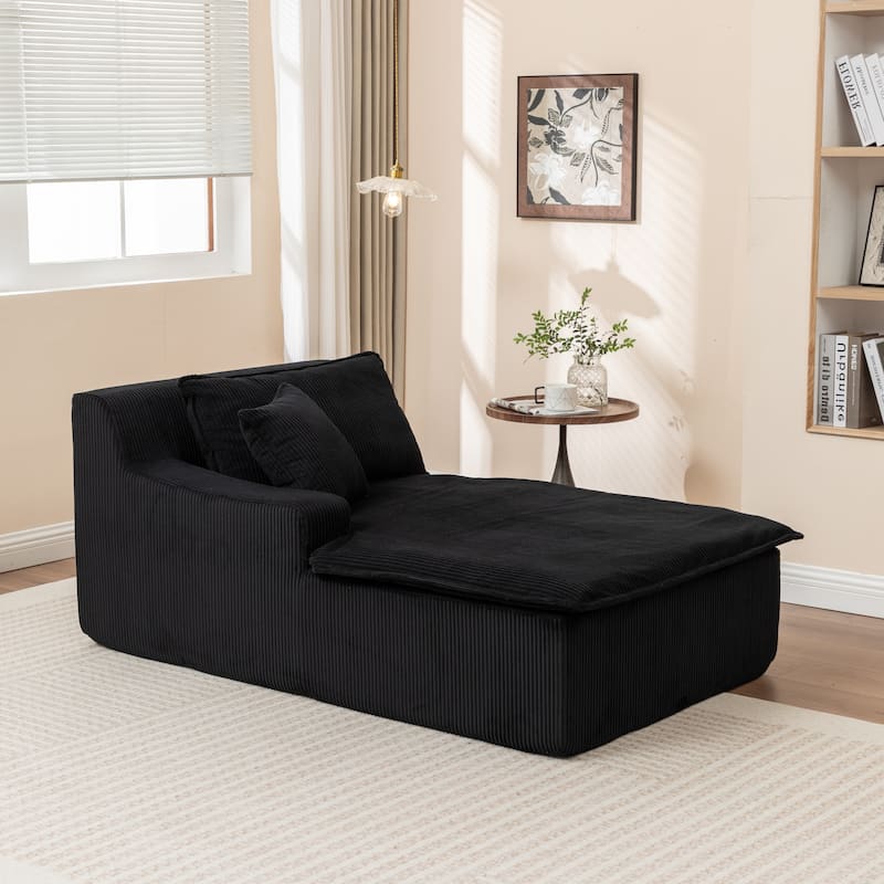 Oversized Chaise Lounge Chair, Upholstered Sofa Bed for Living Room, Corduroy Sleeper Couch Comfy Recliner Bedroom Reading Seat