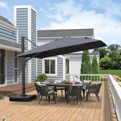 PURPLE LEAF Sturdy Heavy-duty Patio Cantilever Offset Umbrella with 360-degree Rotation