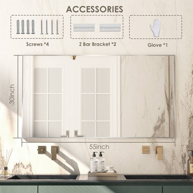 Aluminum Alloy Framed Wall Mounted Bathroom Vanity Accent Mirror in
