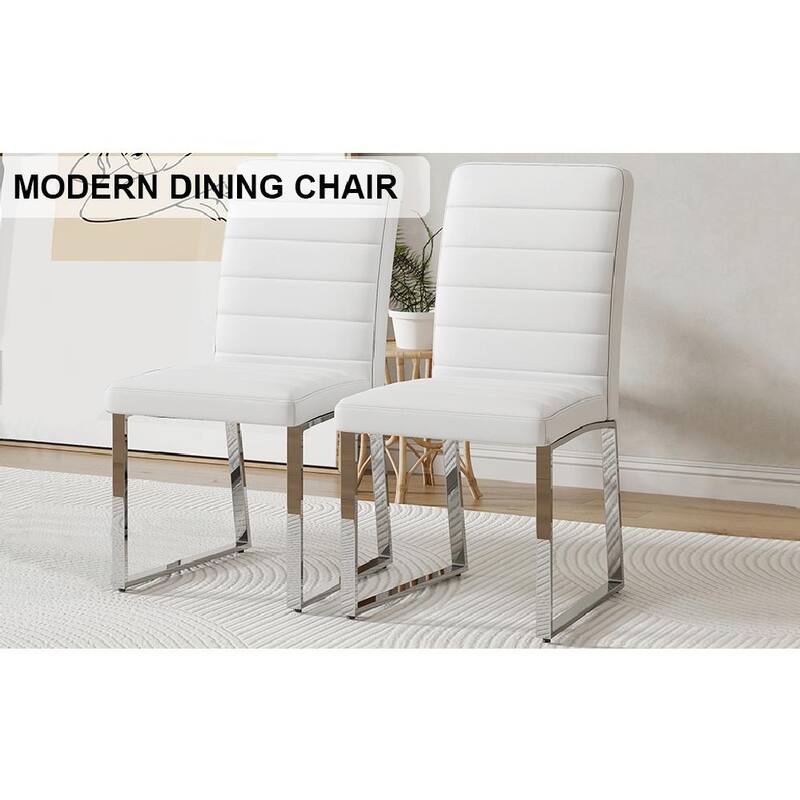 Premium PU Office Dining Chairs with High-Density Foam & Sturdy Iron Legs, Set of 2