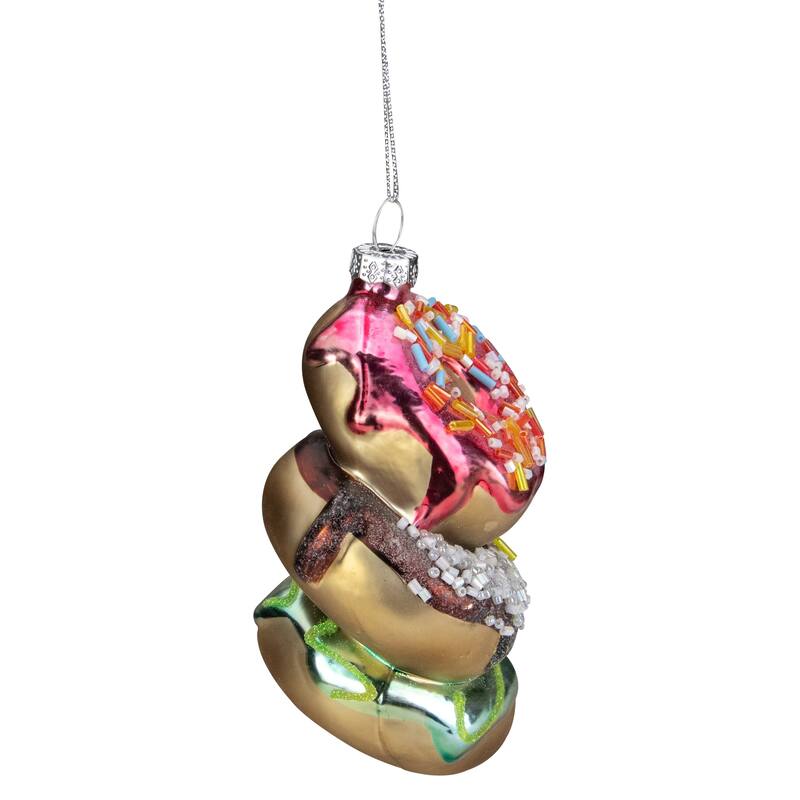 4.25" Stacked Doughnuts Glass Christmas Ornament