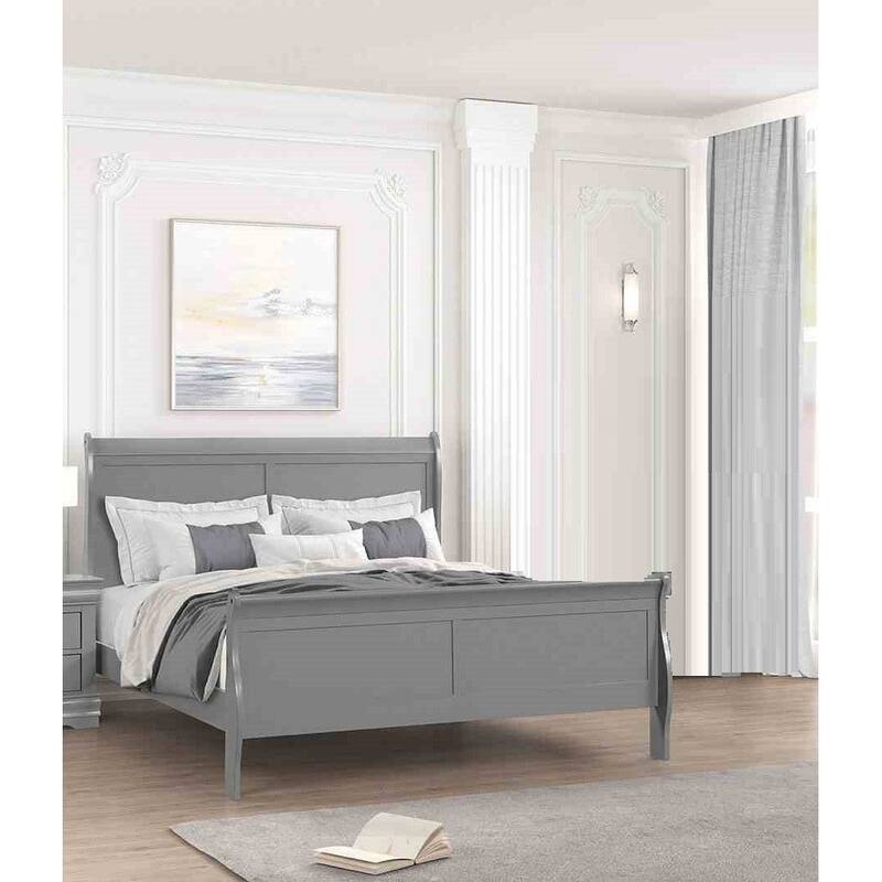 Gray Finish Modern 1pc Sleigh Design Bed