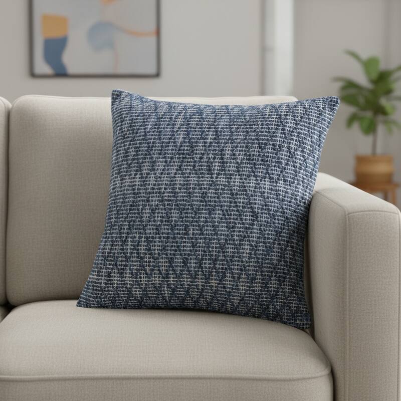 HomeRoots 20" Blue Geometric Cotton Throw Pillow
