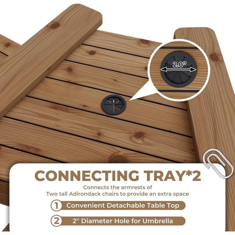 Set of 2 Outdoor Tall Adirondack Chairs Barstools for Deck, Balcony, Backyard, Patio Bar