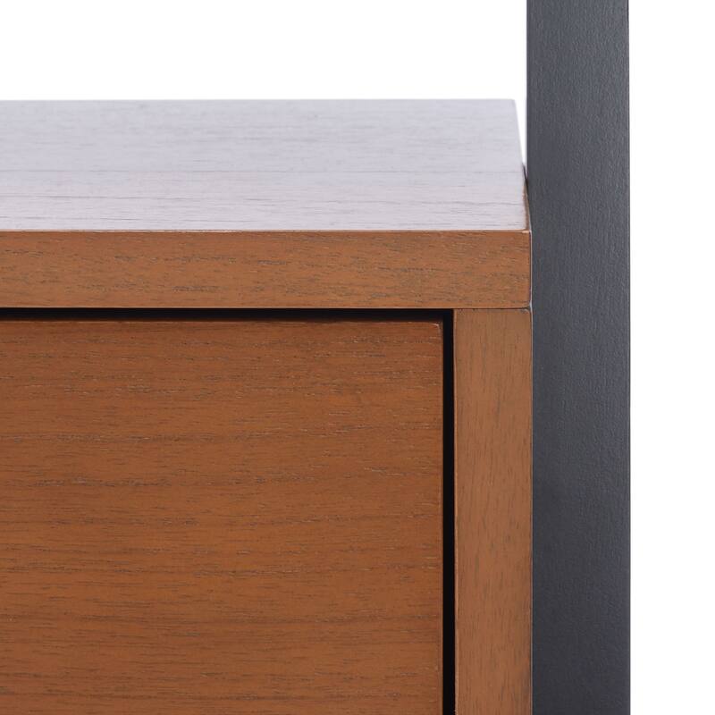 SAFAVIEH Fadime Natural/Charcoal 3-Shelf 1 Door Etagere - 32" W x 15.4" L x 72" H - 32Wx15Dx72H