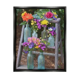 Stupell Country Flower Jars Framed Floater Canvas Wall Art Design by ...