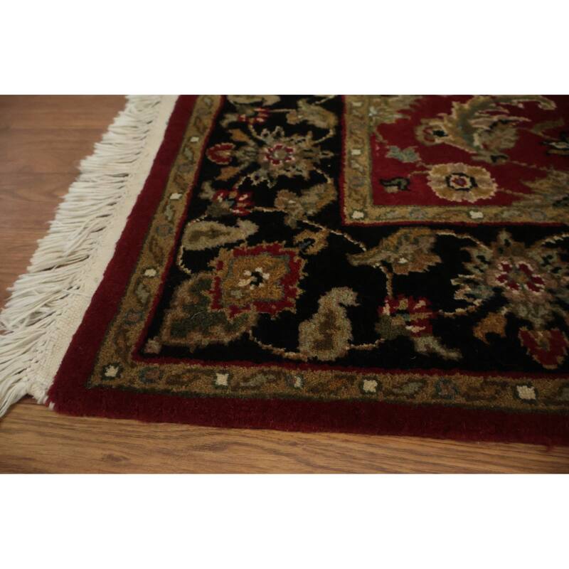 Hand Knotted Oriental 100% Wool Carpet Traditional Floral Red Agra Area Rug - 6' 5'' X 4' 2''