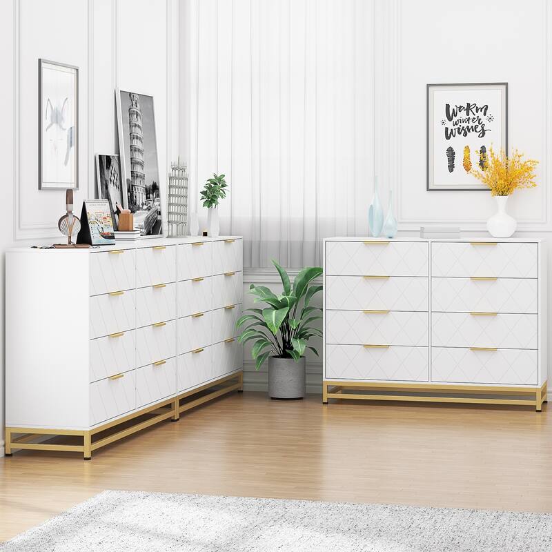 Dresser for Bedroom with 8 Drawer TV Stand