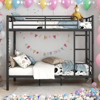 Full Over Full Metal Bunk Bed with Contemporary Design & Safety Features