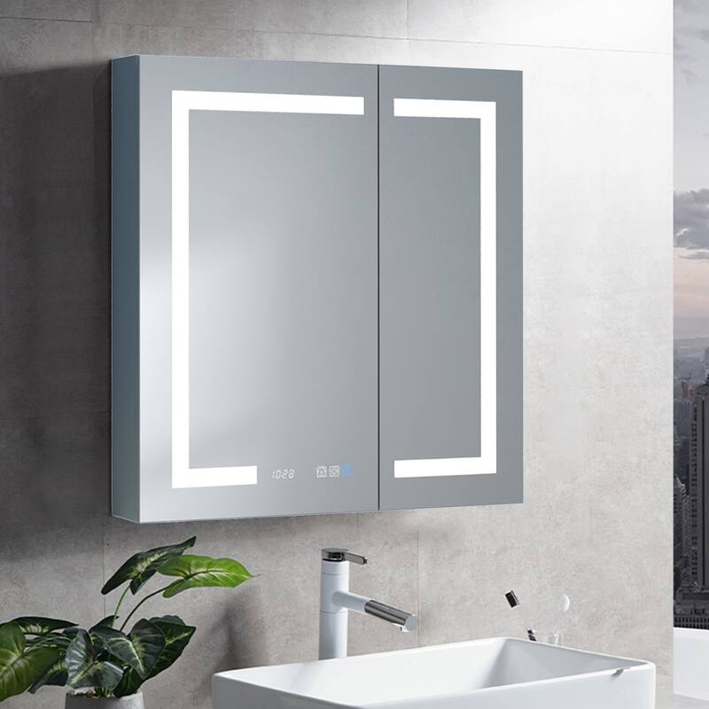 LED Bathroom Medicine Cabinet with Mirror and Defogger - 30*32
