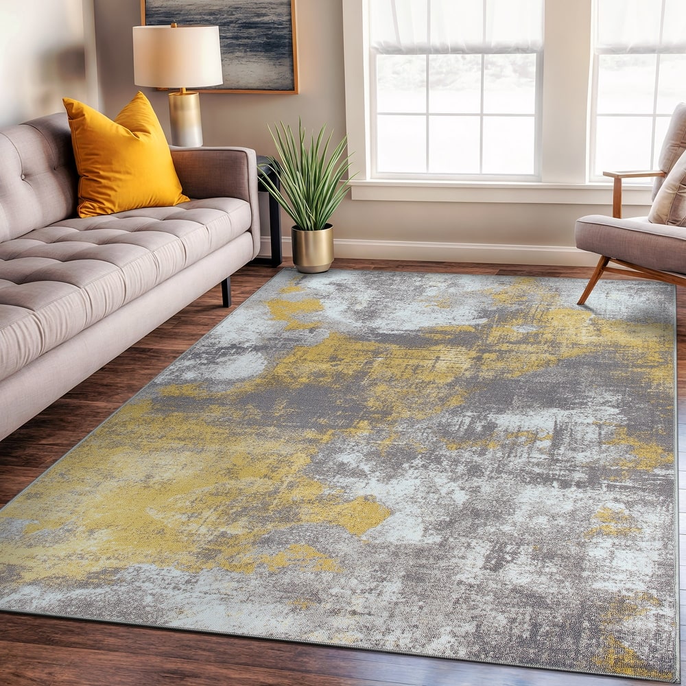 Contemporary Distressed Abstract Non Slip Area Rug