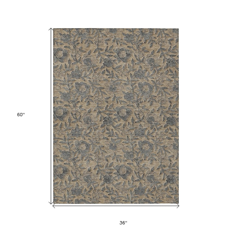 HomeRoots Floral Transitional Rectangle Outdoor Rug