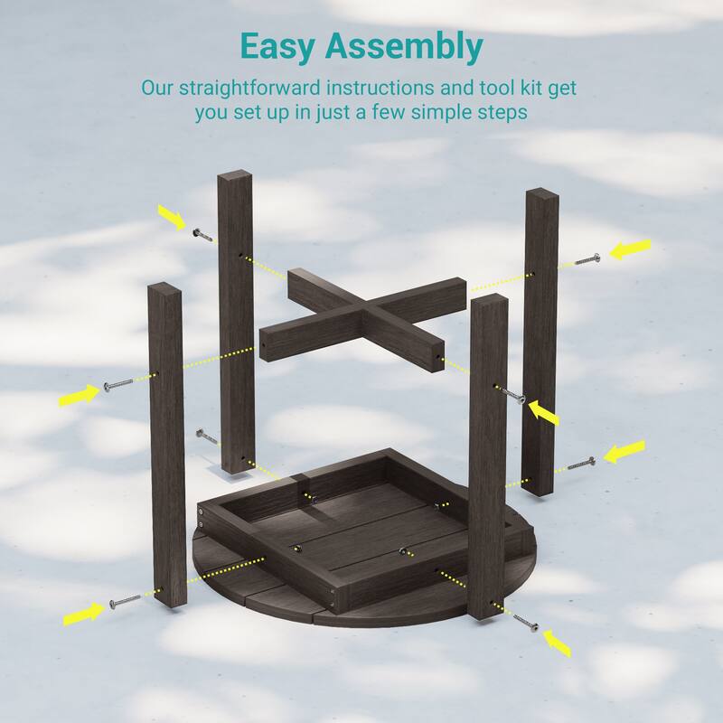 HDPE All-weather Outdoor Side Table, Easy Install Patio Table