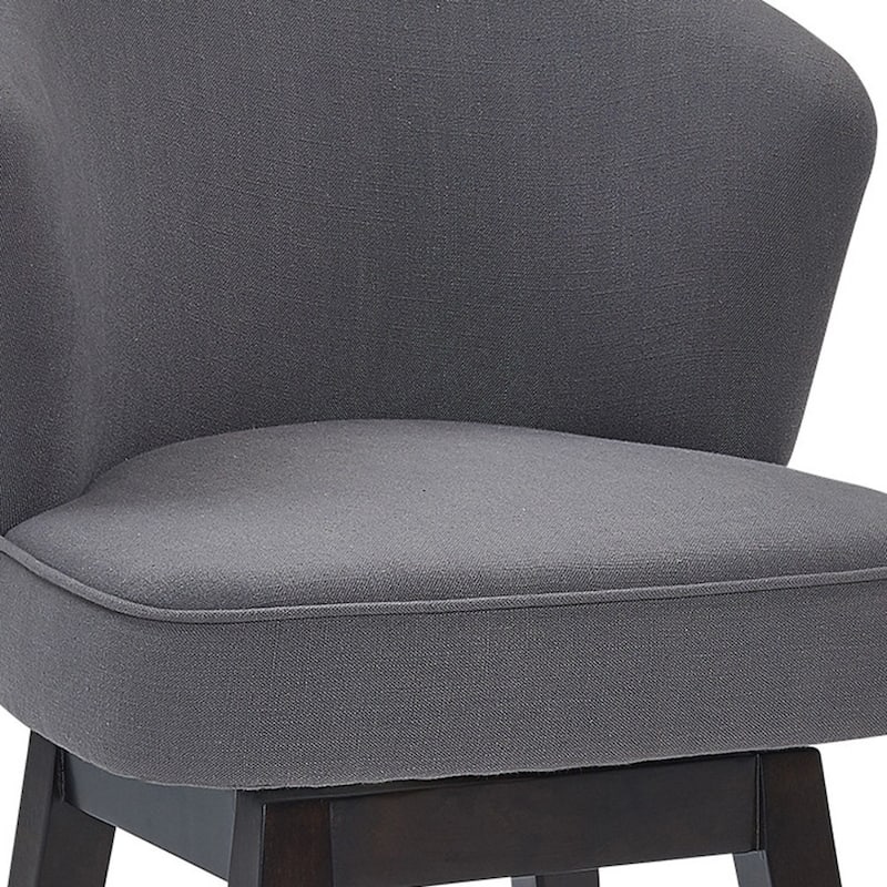 27" Grey Swivel Counter Height Bar Stool with Low Back and Upholstered Fabric Seat and Footrest - 39.5"H x 22.5"W x 23"D