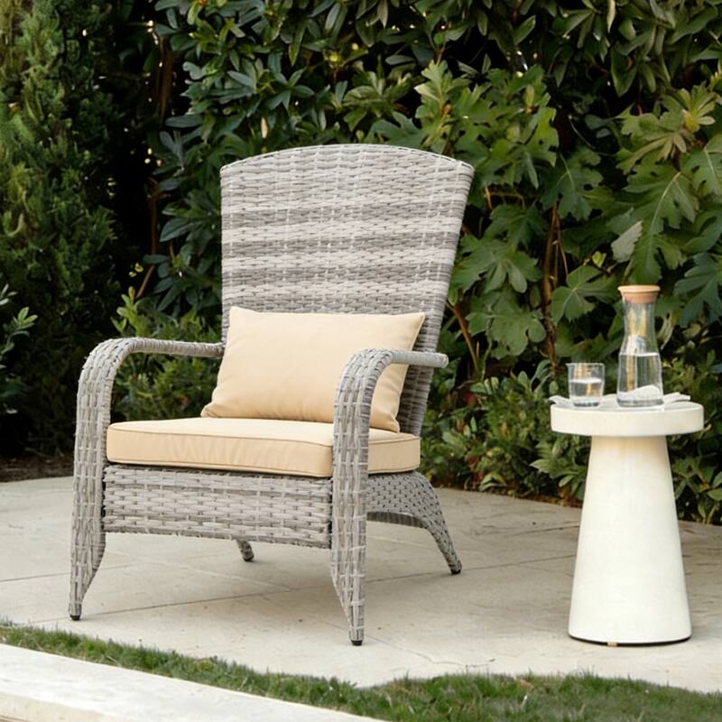 Outdoor Rattan Wicker Accent Chair with All-Weather Cushions