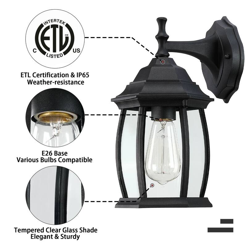 1-Outdoor Light Fixtures Wall Mount Exterior for Porch Patio Garden
