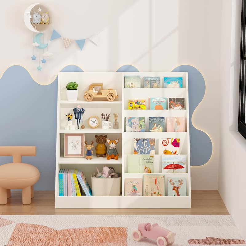 Kids Bookshelf and Toy Storage Organizer