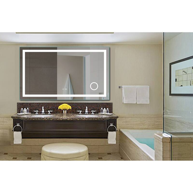 Miseno 60" W x 28" H Rectangular Frameless Wall Mounted Mirror with