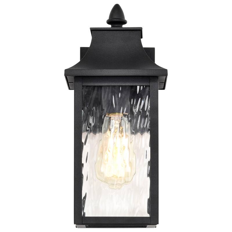 Austen Outdoor Small Wall Light Matte Black Finish Clear Water Glass