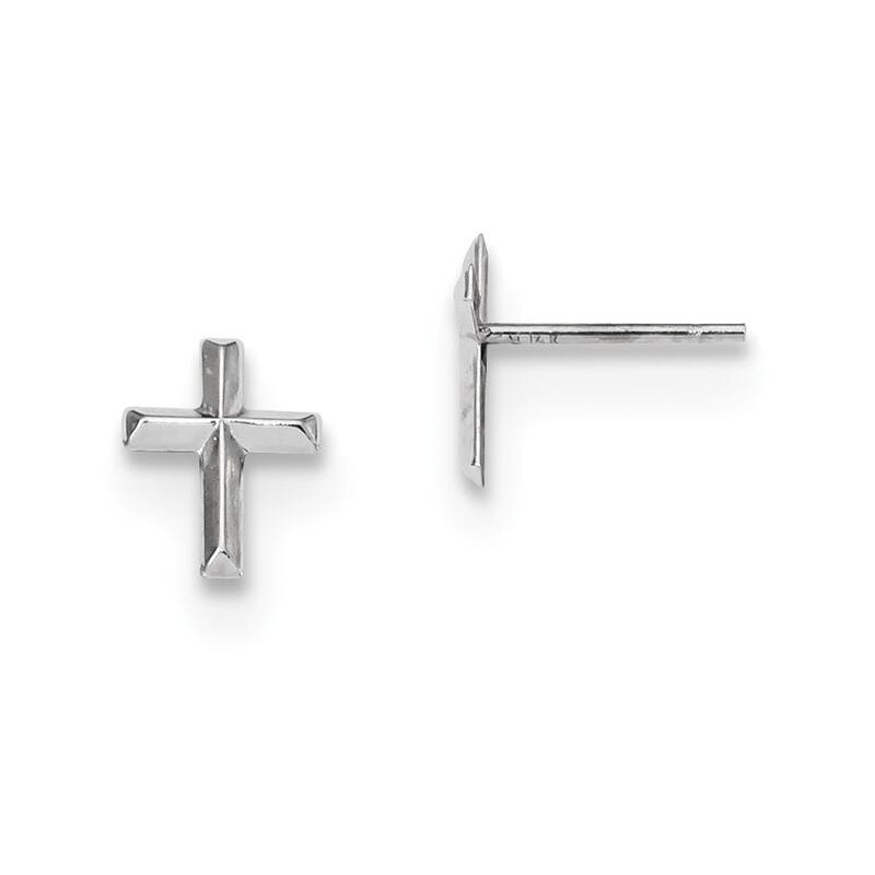 Curata 14k Yellow or White Gold 8.8x6.8mm 3d Religious Faith Cross Post Earrings