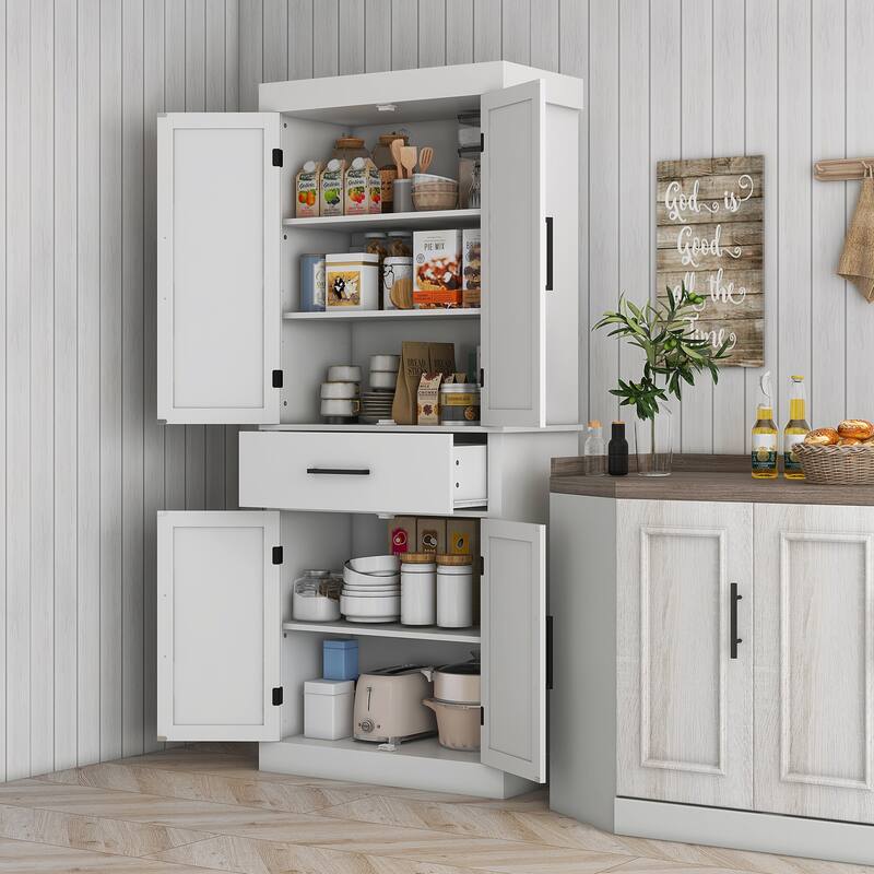 Farmhouse 72" Tall Kitchen Pantry Storage Cabinet