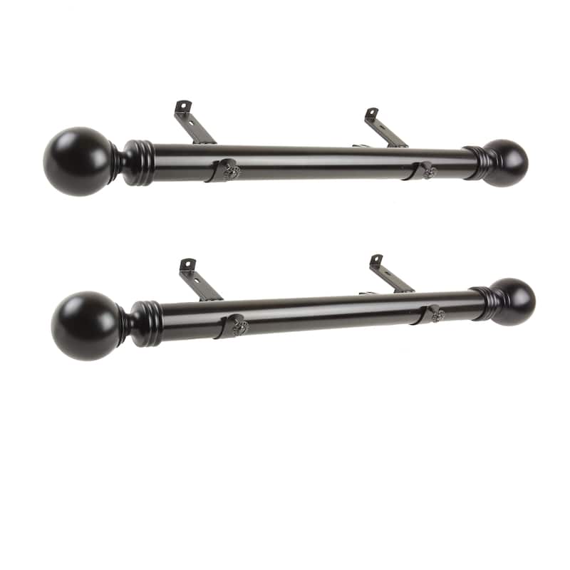 Steel Curtain Rods Set - 12-20 Inch Adjustable Rods with Finials - Drapery Rods for Windows - M