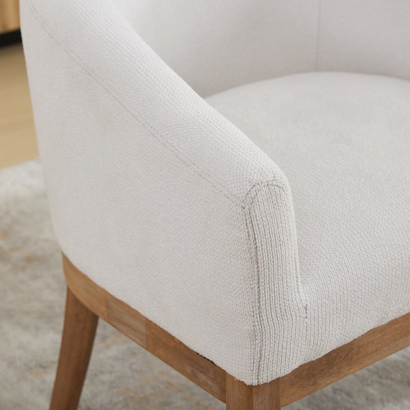GDF Studio - Winslow Mid-Century Modern Barrel Dining Chair with Arms and Linen Upholstery