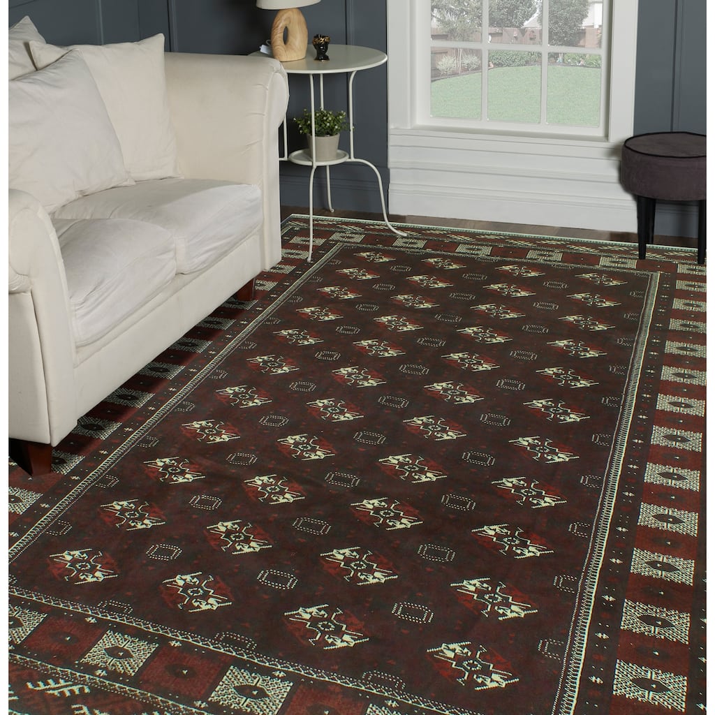 Fine Vintage Bokara Ernie Burgundy/Ivory Rug - 6'9" x 8'11"