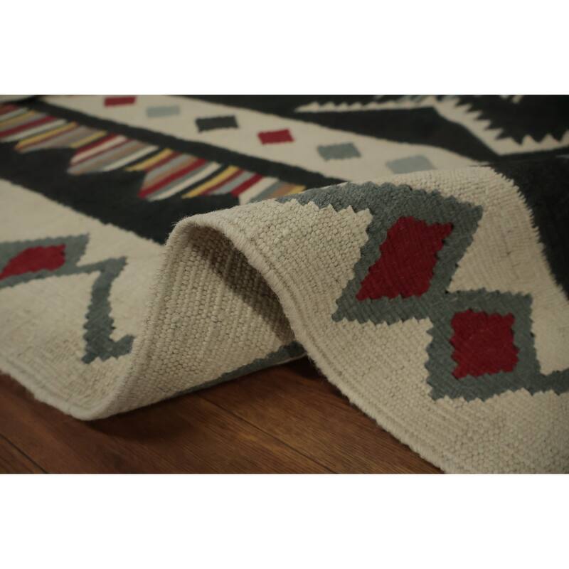 Hand Woven Oriental 100% Wool Carpet Southwestern Tribal Black Kilim Area Rug - 11' 6'' X 8' 4''