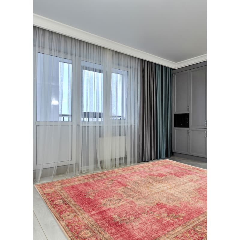 ECARPETGALLERY Hand-knotted Antalya Vintage Dark Pink Wool Rug - 9'0 x 11'6