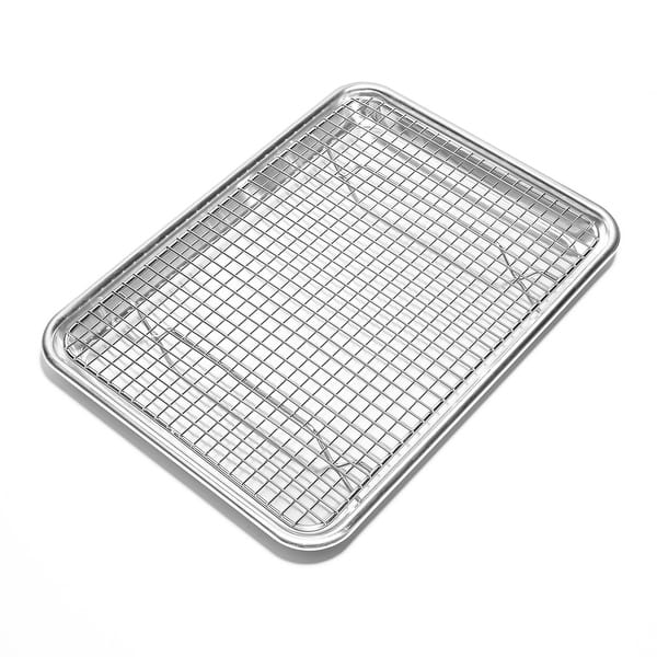 Set of 2) Stainless Steel Baking & Cooling Racks - Silver - Bed