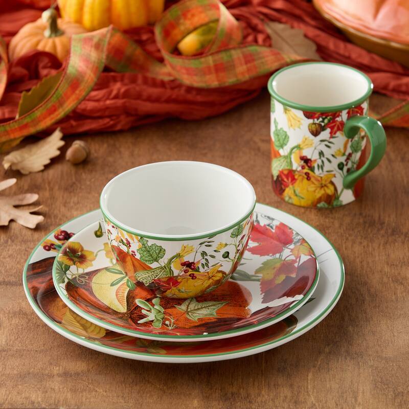 Certified Harvest Fields 16pc Dinnerware Set, Service for 4 - 11"L x 11"W x 1.25"H