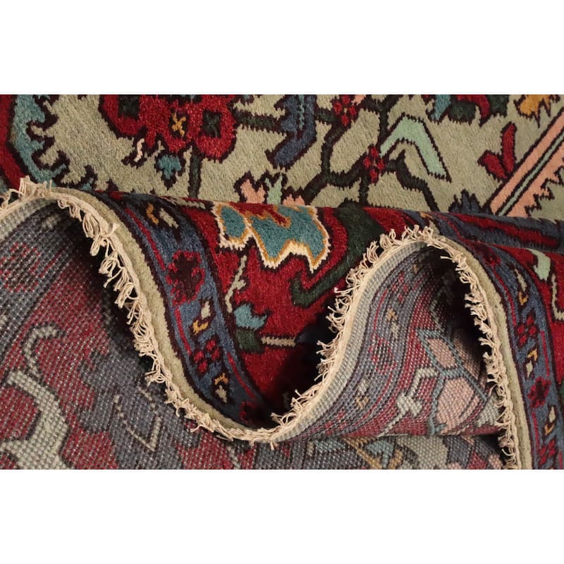 Hand Knotted Oriental 100% Wool Carpet Transitional Geometric Green Oushak Area Rug - 9' 11'' X 7' 11''