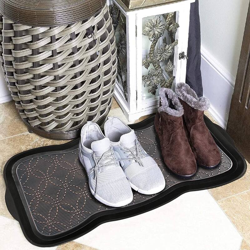A1HC Heavy Duty Flexible 16 in x 31 in 100% Rubber Boot Water Resistant Utility Shoe Mat