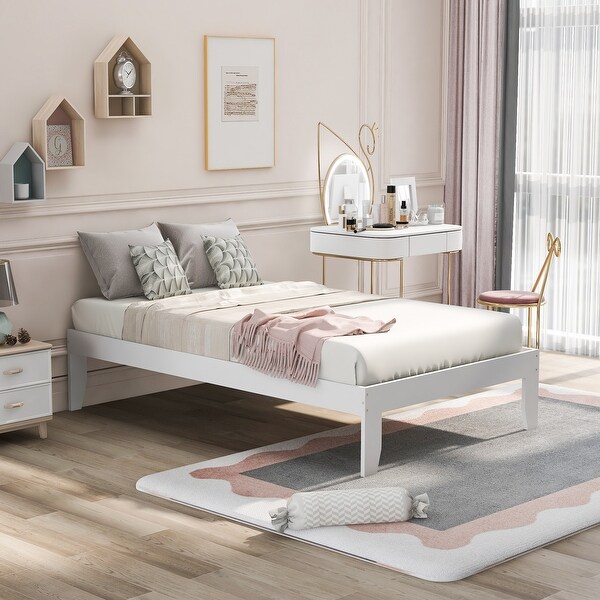 16 inch Platform Bed with Pine Wood No Box Spring Needed Twin