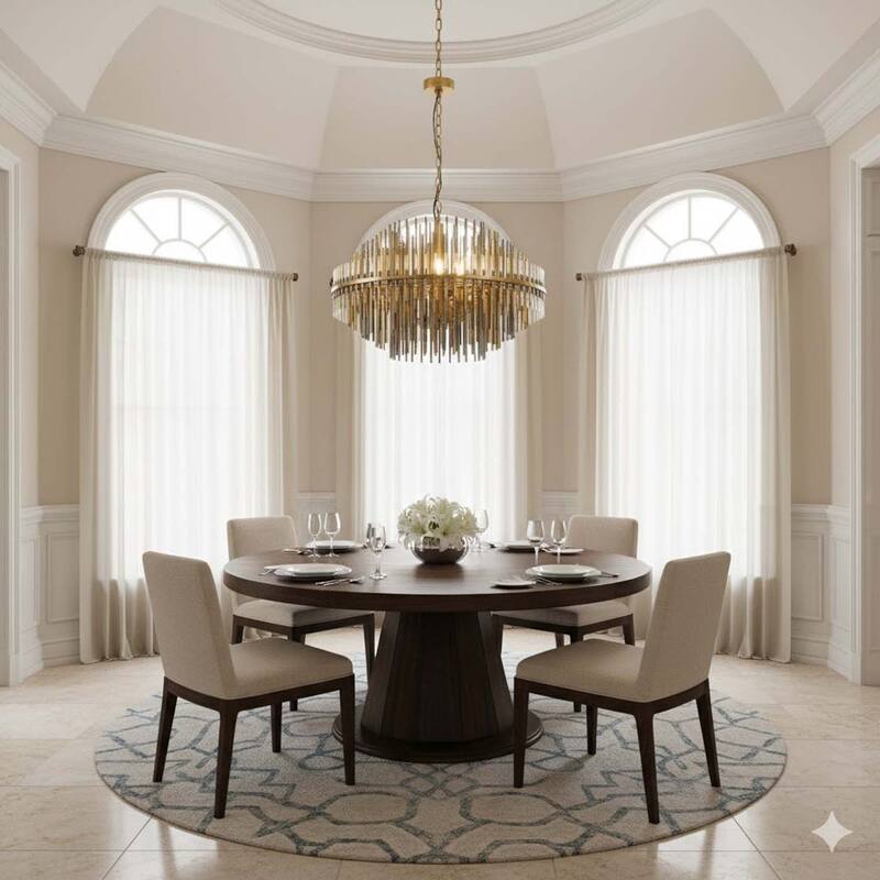 Gold Metal Ceiling Fixture With Pearl Black Hardware