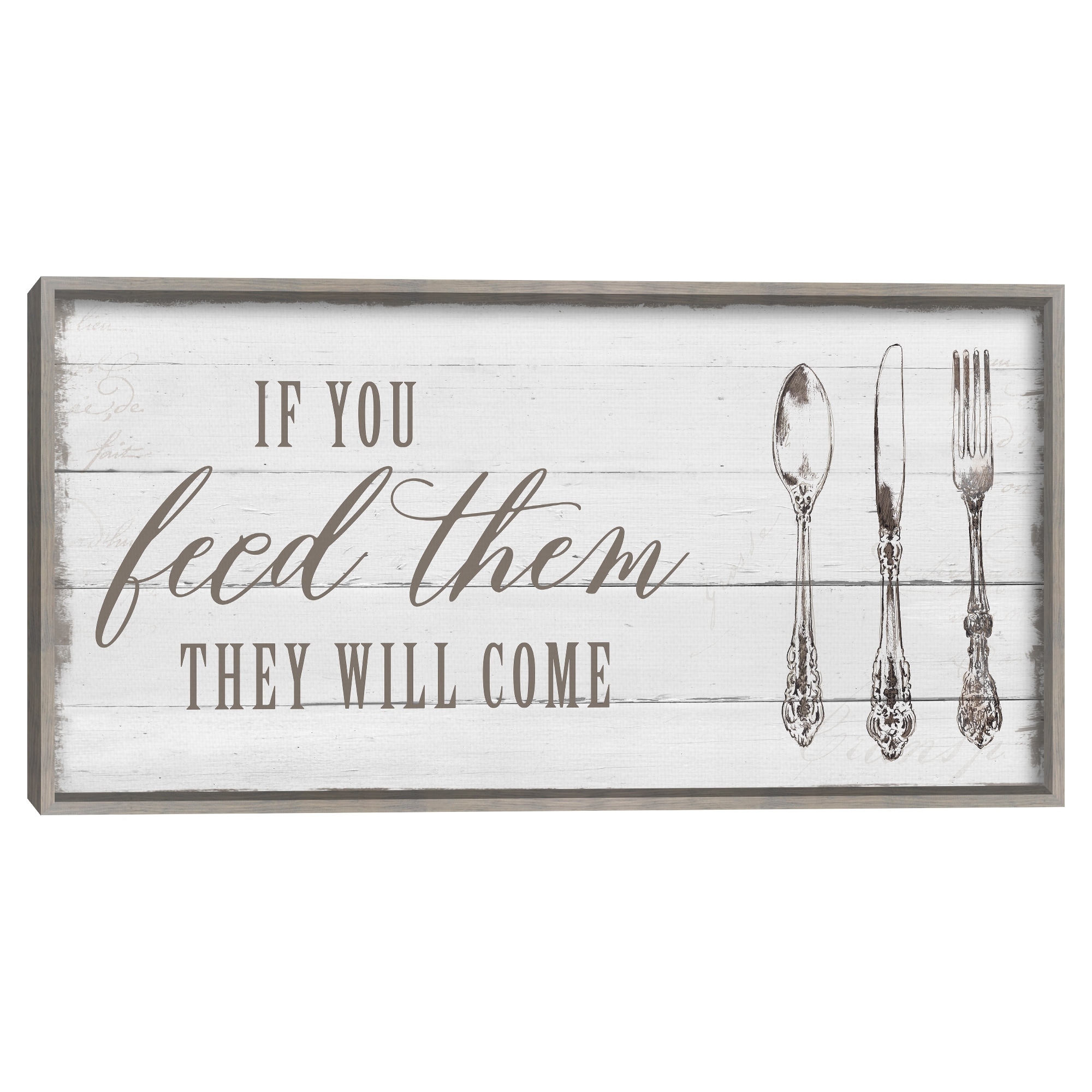 Masterpiece Art Gallery | If You Feed Them by Carol Robinson - Color Light Gray Frame Wall Art - Size 12x24