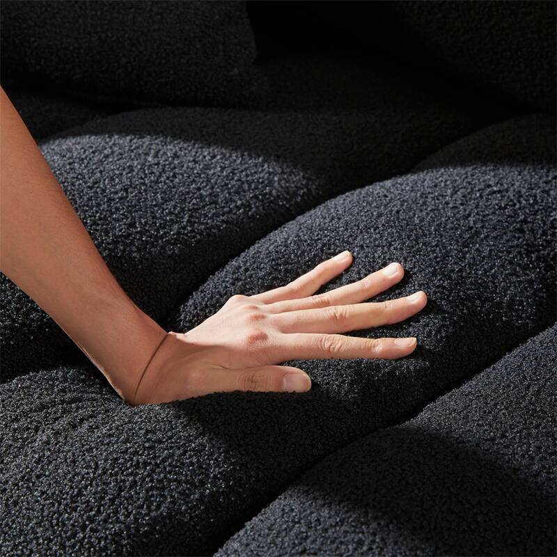 39.7" Teddy Fabric Upholstered Lounge Chair with Pillow