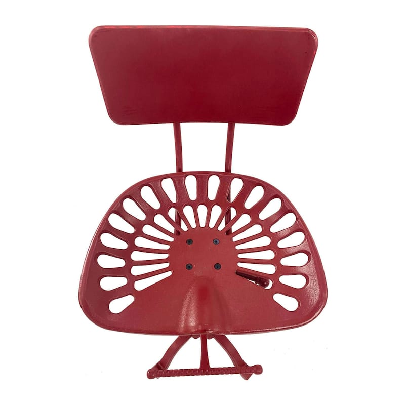 Tractor Seat Adjustable Barstool with Back - 36.5" - Red