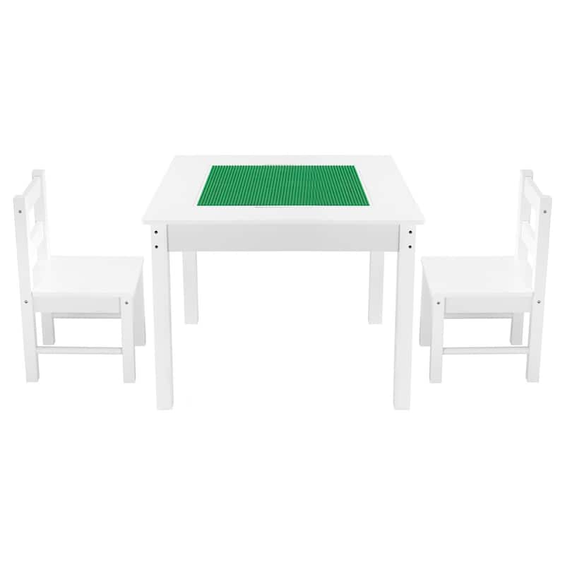 Toddler Table and Chair Set with Double-Sided Tabletop - 25.6 x 25.6 x 20.94 in