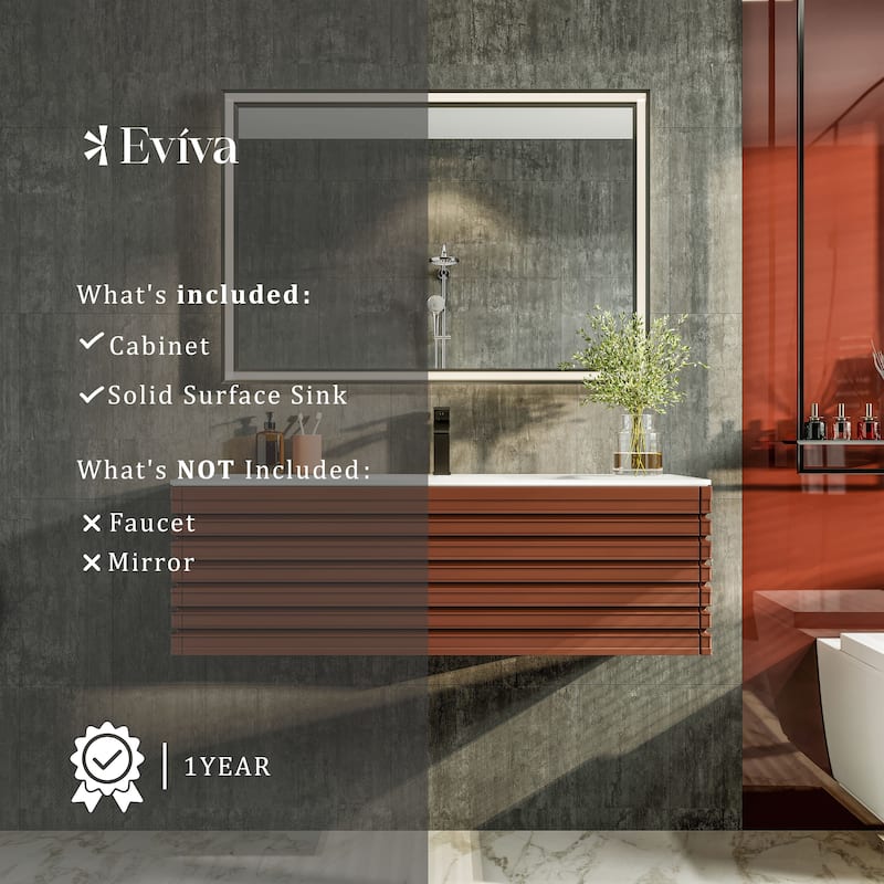 Eviva Dream 40" Terracotta Wall Mount SS Bath Vanity with Solid Surface Top