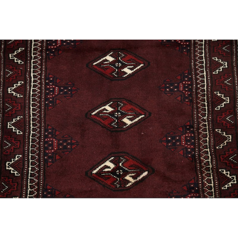 Traditional Geometric Persian Balouch Area Rug Wool Hand-knotted - 2'9" x 3'10"