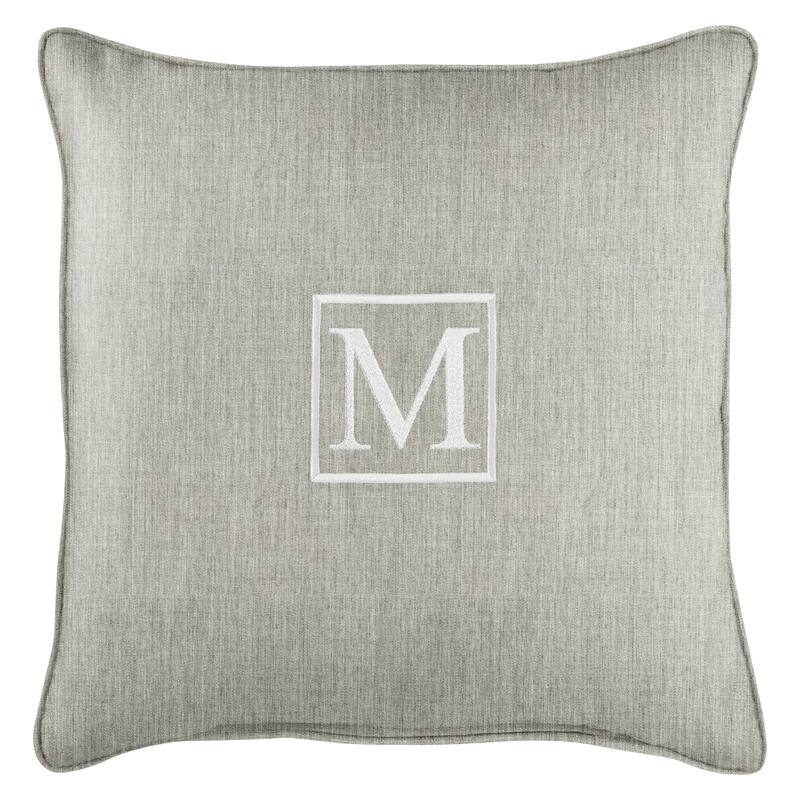 Monogram Corded Single Square Pillow by Havenside Home - "M" - Granite Grey