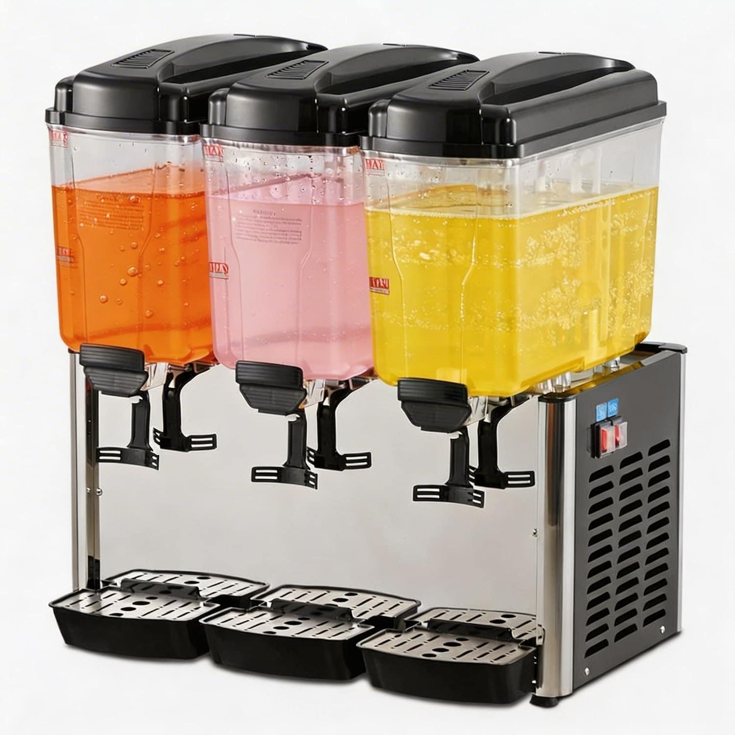 Commercial Beverage Dispenser, 14.4 Gal 3 Tank Juice Cooler for Restaurant