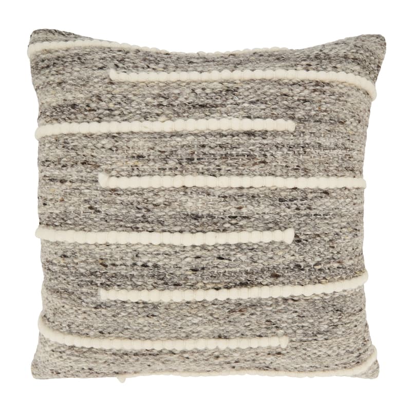 Luxe Wool Stripe Throw Pillow - 20"x20" - Cover Only - Grey