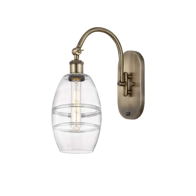 Innovations Lighting 518-1W-12-6 Vaz Sconce Vaz 12" Tall Wall Sconce - Antique Brass / Clear