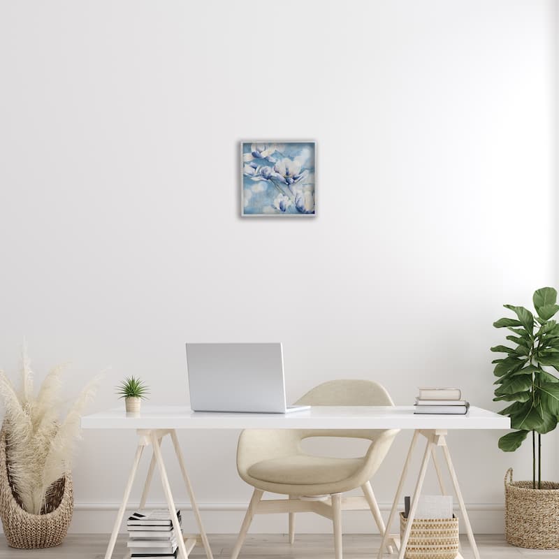 Stupell Blue Flowers & Bokeh Framed Giclee Art Design By Carol Robinson