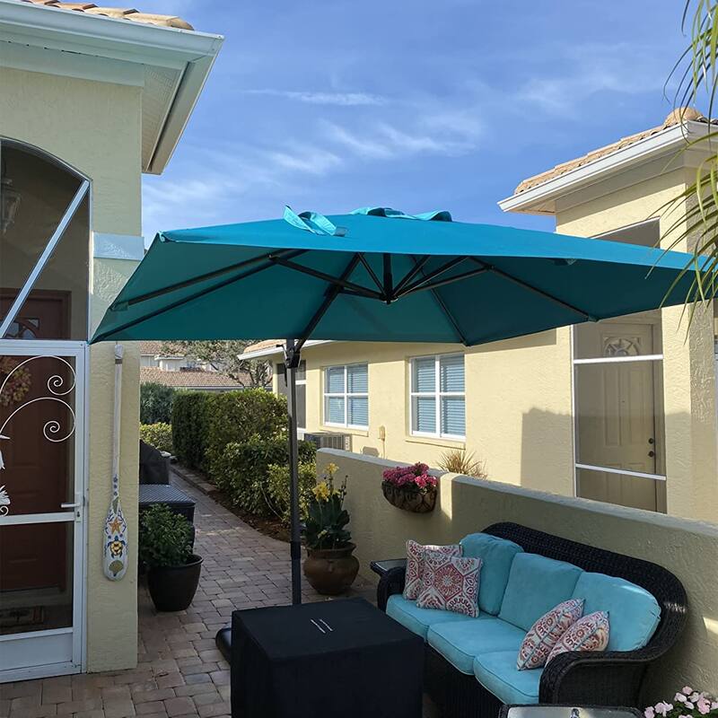 PURPLE LEAF 10 ft Square 360 Degree Rotation Patio Cantilever Umbrella
